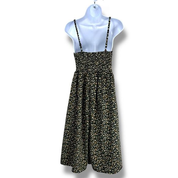 Sachiko Dress Womens Small Black Dark Floral Corduroy Peasant Cottagecore Boho - Picture 8 of 9
